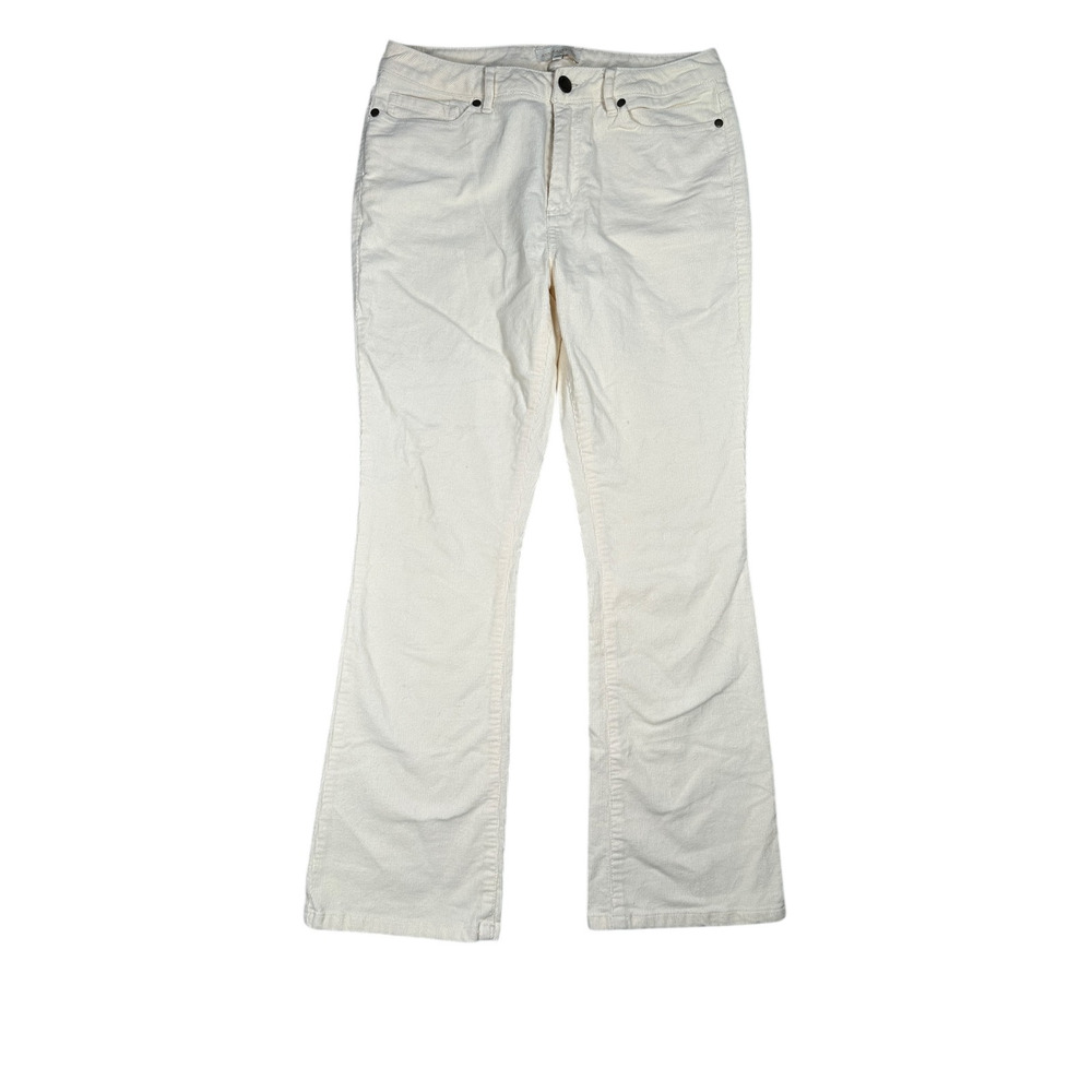 Ann Mashburn Kendall Flare Corduroy Cropped Pants 26 Cream High Rise Stretch